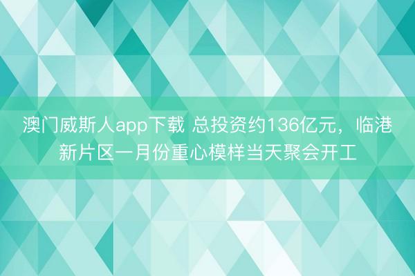 澳门威斯人app下载 总投资约136亿元，临港新片区一月份重心模样当天聚会开工