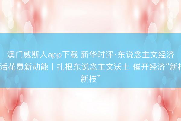 澳门威斯人app下载 新华时评·东说念主文经济激活花费新动能丨扎根东说念主文沃土 催开经济“新枝”