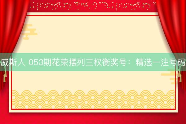 威斯人 053期花荣摆列三权衡奖号：精选一注号码